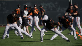 San Francisco Giants team stretch