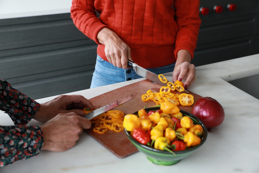 Look at us chopping up all these healthy veggies! Photo by Katrina Wittkamp.