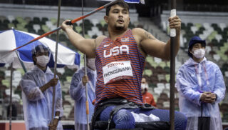 Justin Phongsavanh on his way to a bronze medal at the Tokyo 2020 Paralympics.