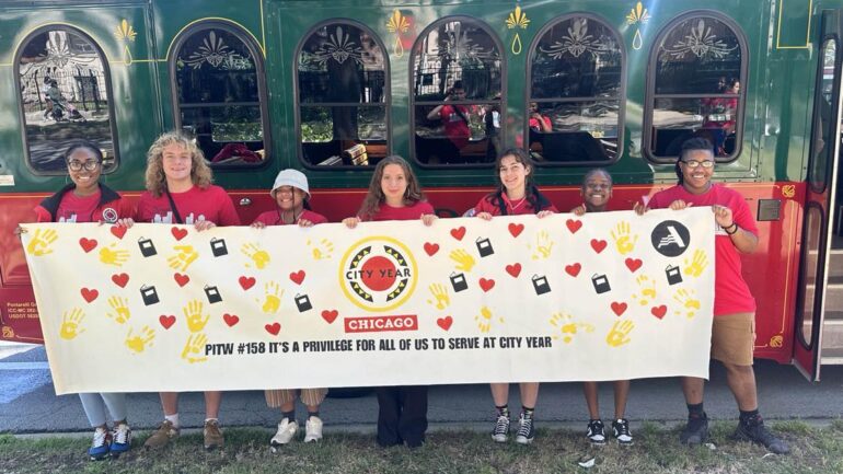City Year Civic Engagement team at Bud Billiken Parade 2024.