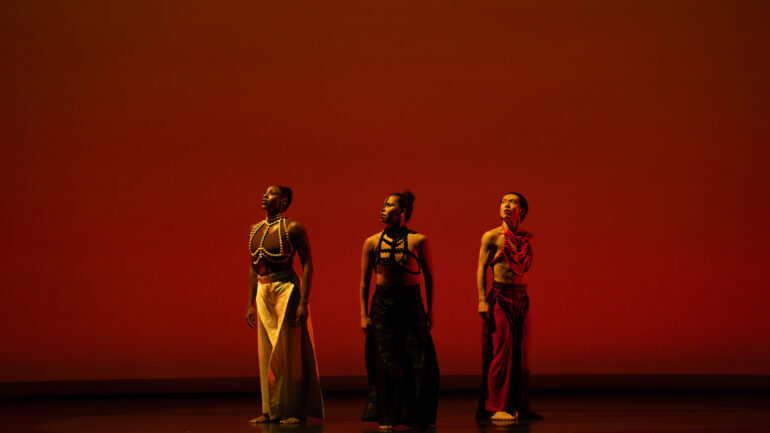Bianca Melidor, Cyrie Topete, and Shota Miyoshi in Mathew Rushing's Beauty Chasers. Hubbard Street Dance