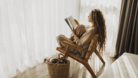 woman reading book