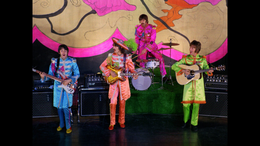 The music video for the single release Hello Goodbye was ﬁlmed at the Saville Theatre in 1967. It was the ﬁrst release since the death of their manager, Brian Epstein.