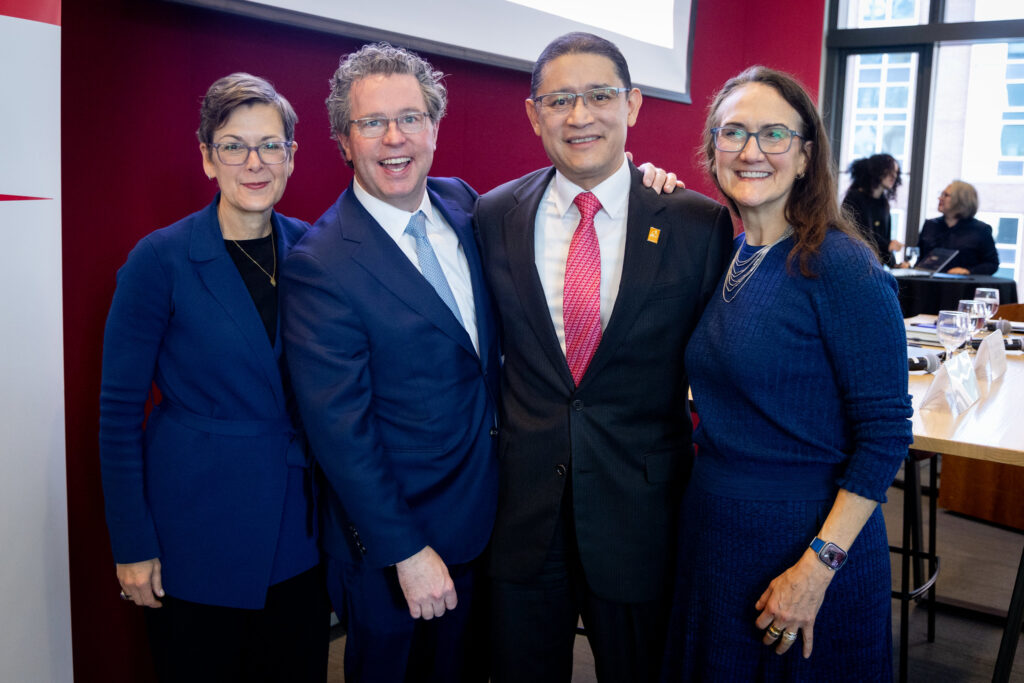 (From left) Kate Maehr, Executive Director and CEO, Greater Chicago Food Depository; Josh Hale, President and CEO, Big Shoulders Fund; Ric Estrada, CEO, Metropolitan Family Services; and Sally Blount, CEO, Catholic Charities, gathered for a panel discussion for Pope Leo XIV’s World Day of the Poor.