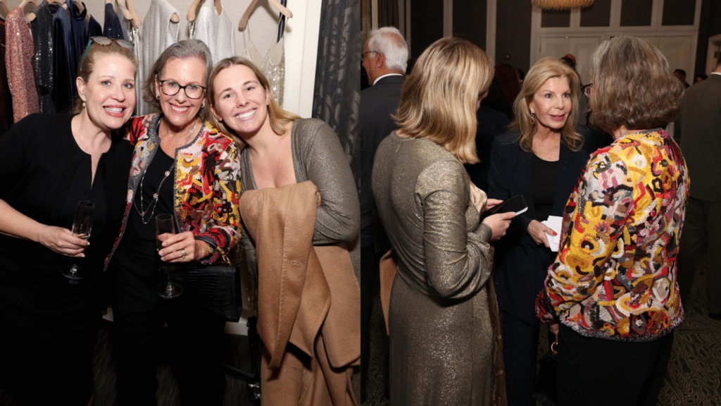 Emma and Susan Noyes speak with Princess Yasmin Aga Khan at an event hosted by Akris and Alzheimer’s Association in Chicago