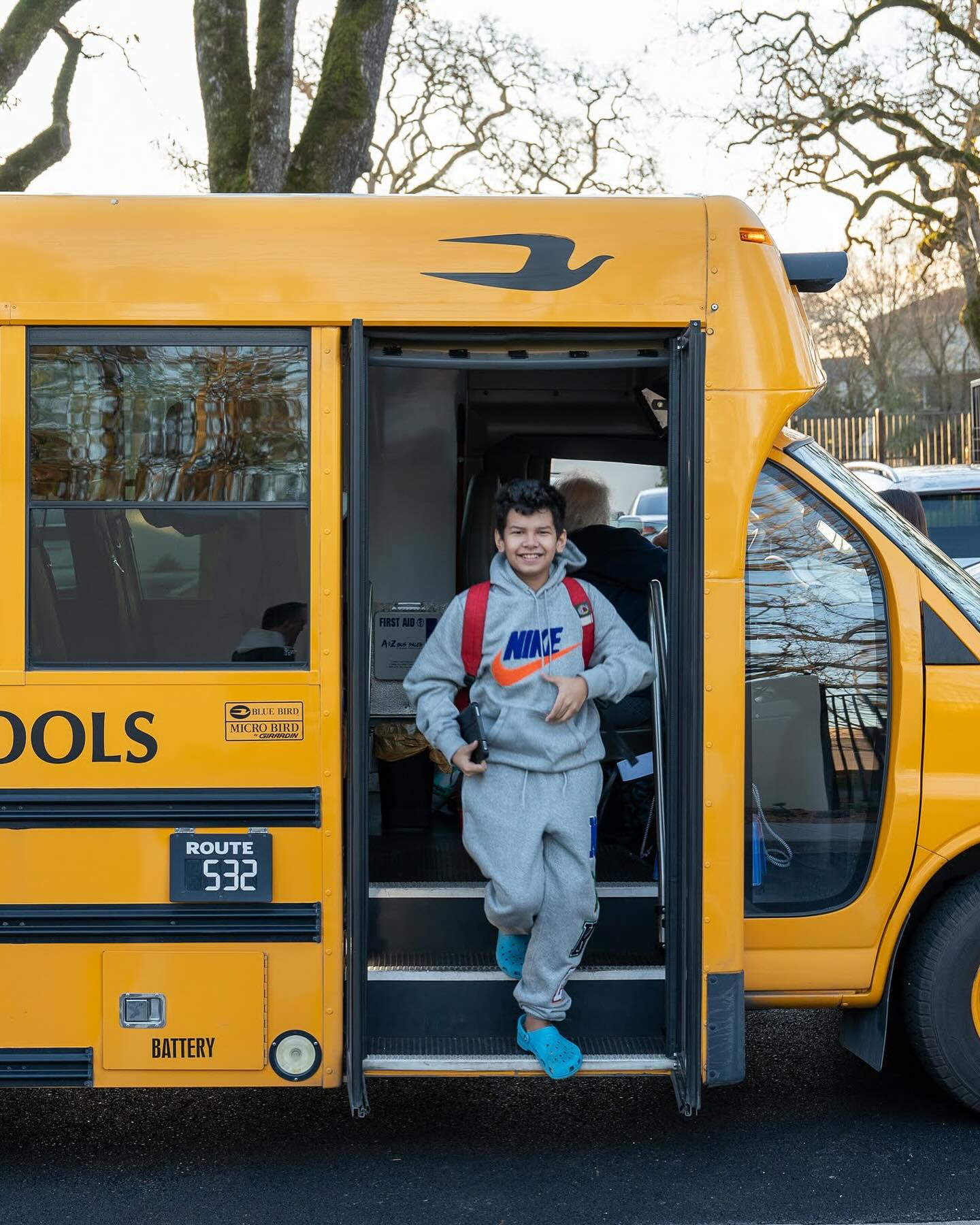 Studen arriving at new Anova Campus