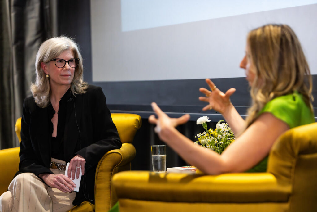 Therapist and author Vienna Pharaon joined The Family Institute at Northwestern University for a conversation with the Institute's Chief Clinical Officer Nancy Burgoyne. Photo courtesy of The Family Institute.
