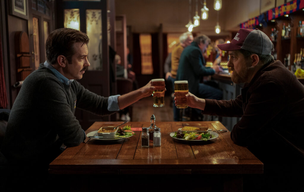 Jason Sudeikis and Brendan Hunt in “Ted Lasso,” streaming on Apple TV+.